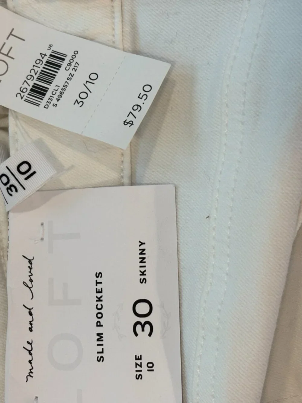 LOFT White Skinny Jeans Frayed Hem 30/10 NWT - Picture 4 of 6